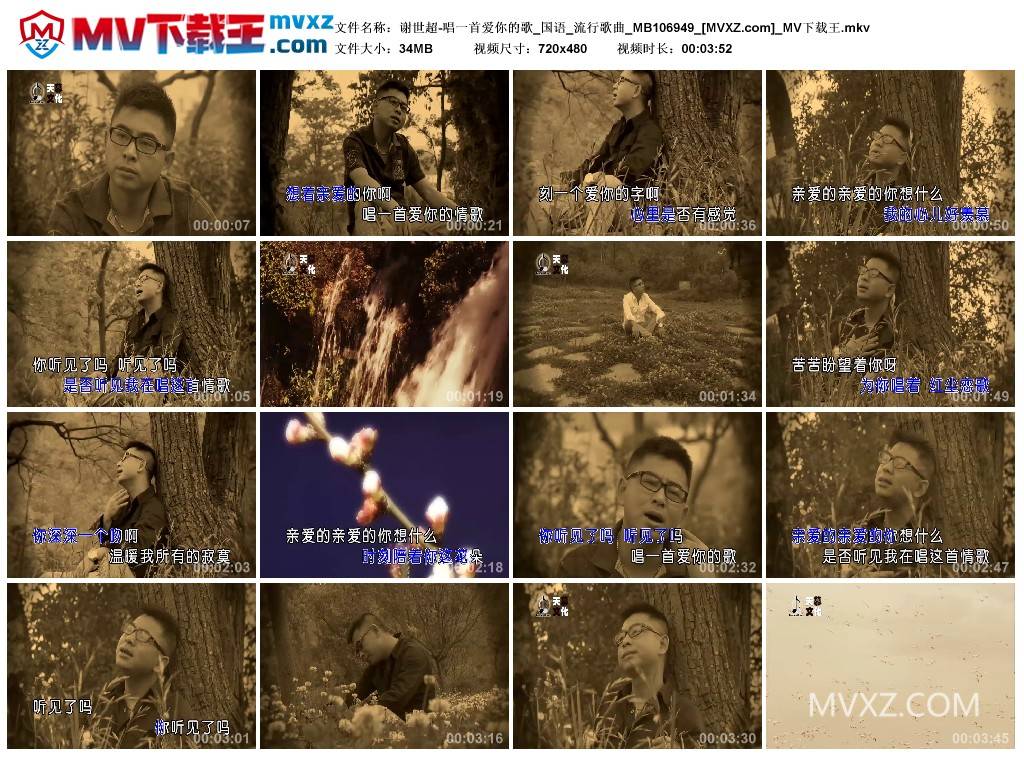谢世超-唱一首爱你的歌_国语_流行歌曲_MB106949